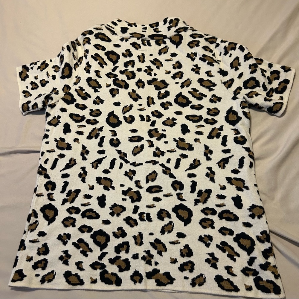 Anthropologie Leopard Mock Neck Top Textured Knit Tee Field Flower Sz S - Picture 7 of 7